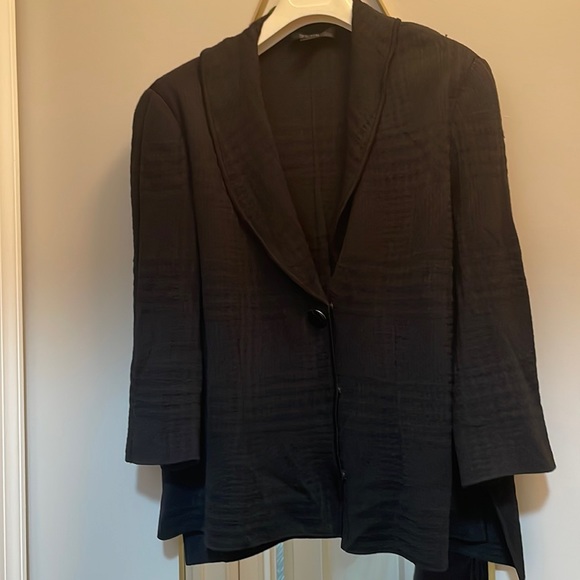 ST JOHN black knit blazer wool blend size 14 - Picture 5 of 10